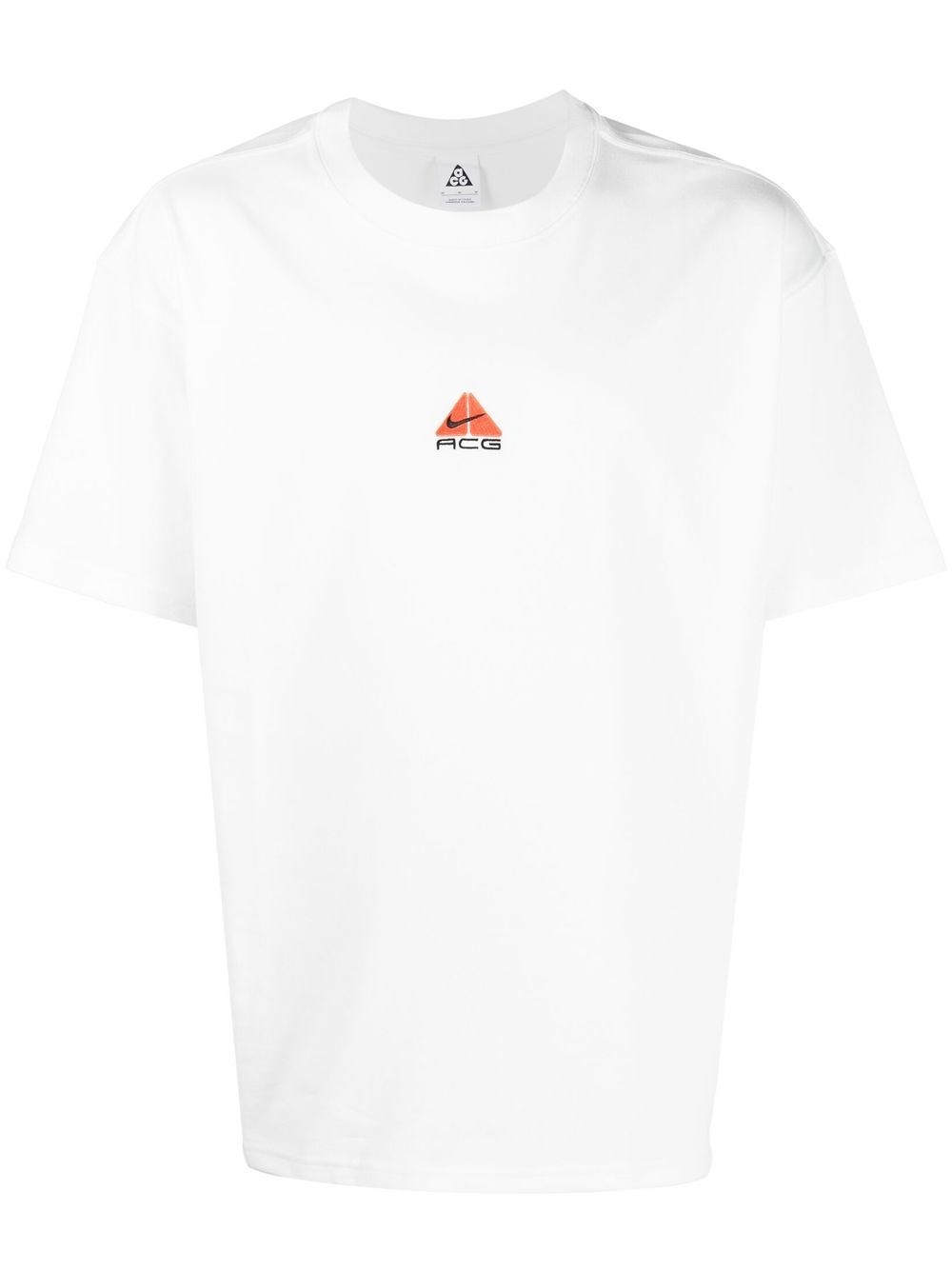 Nike Acg Logo Embroidered Pattern Loose Round Neck Short Sleeve White In White