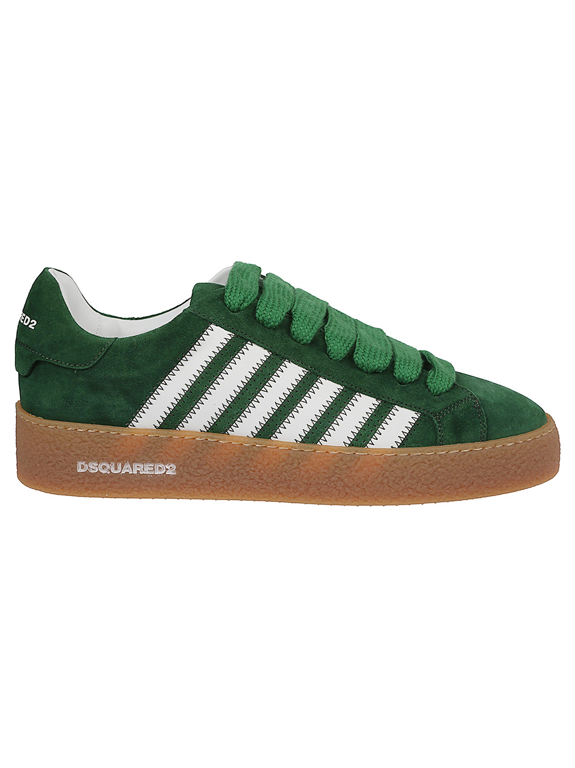 Dsquared2 Textured Green Sneakers With Retro Patch And Chunky Sole In Green