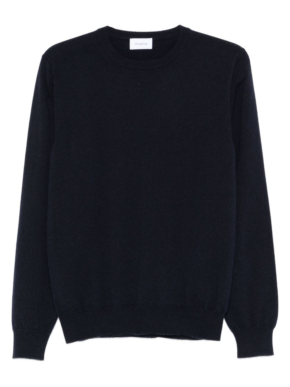 Malo Cashmere-wool Blend Crew Neck Sweater With Ribbed Cuffs In Black