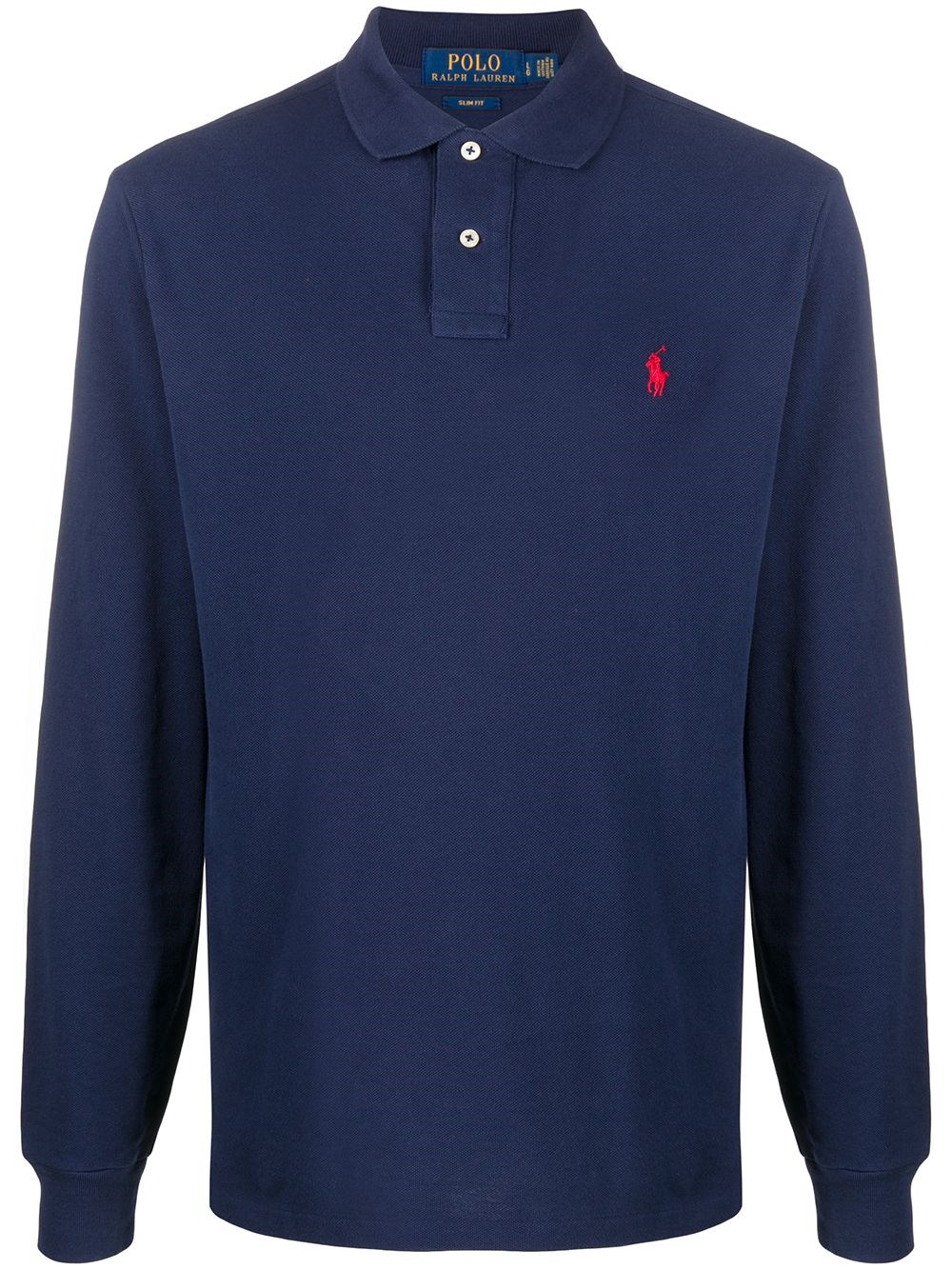 Polo Ralph Lauren Logo Long Sleeve Polo Shirt In Blue