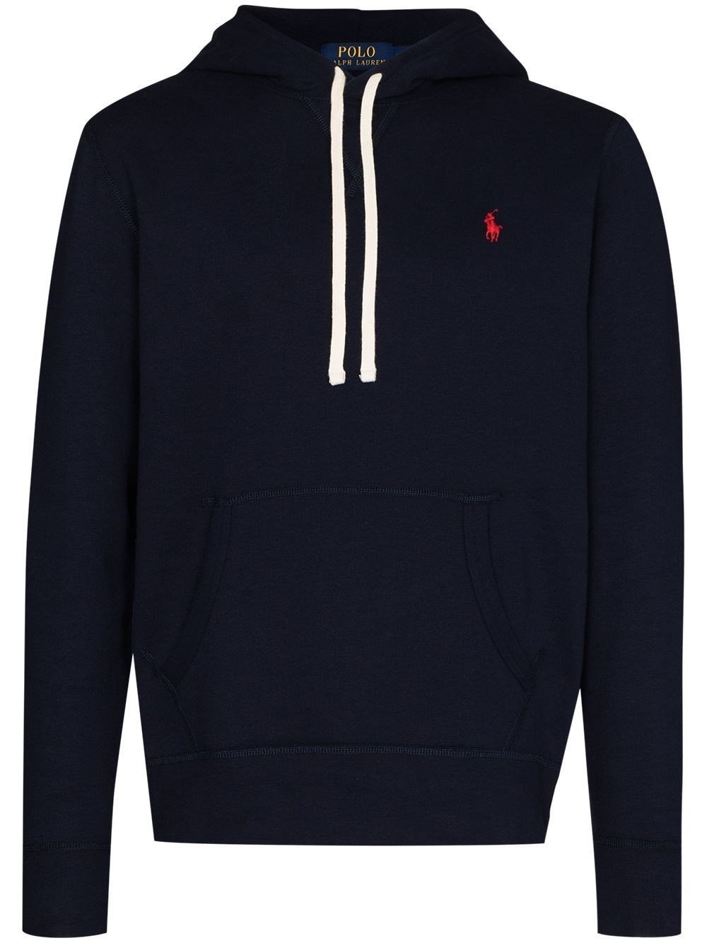 Polo Ralph Lauren Slouchy Black Cotton Blend Hoodie With Embroidered Logo In Blue