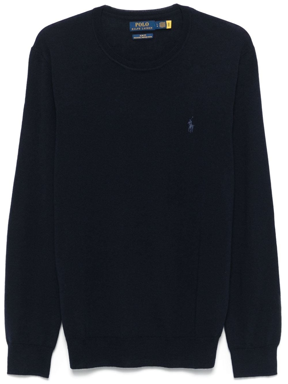 Polo Ralph Lauren Wool Slim Fit Sweater With Logo Embroidery In Blue