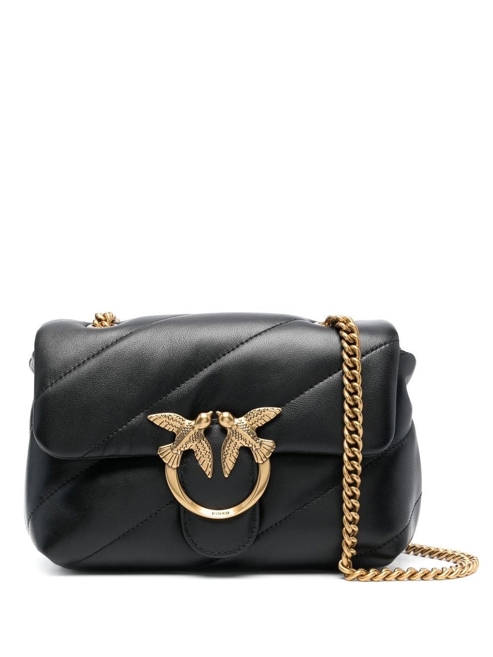 Pinko Small Love Bag Puff Shoulder Bag In Quilted Nappa Leather In Black