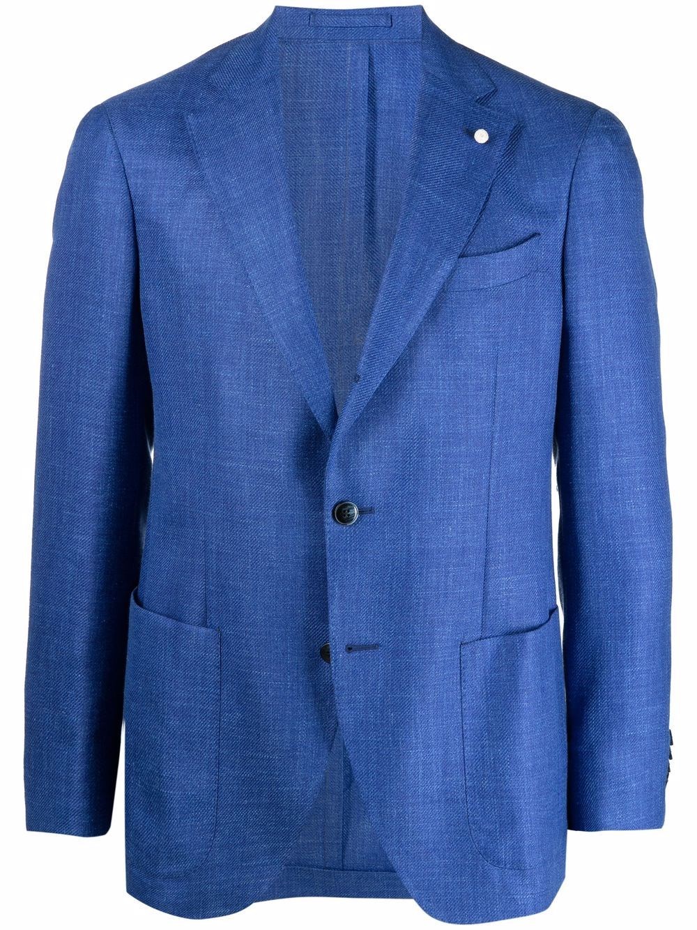 Luigi Bianchi Cobalt Blue Virgin Wool Blend Tailored Jacket In Blue