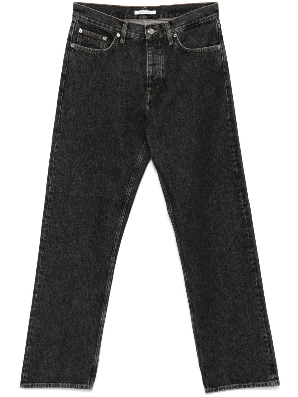 Sunflower Classic Straight-leg Black Cotton Jeans With Button Fly And Five-pocket Design In Black