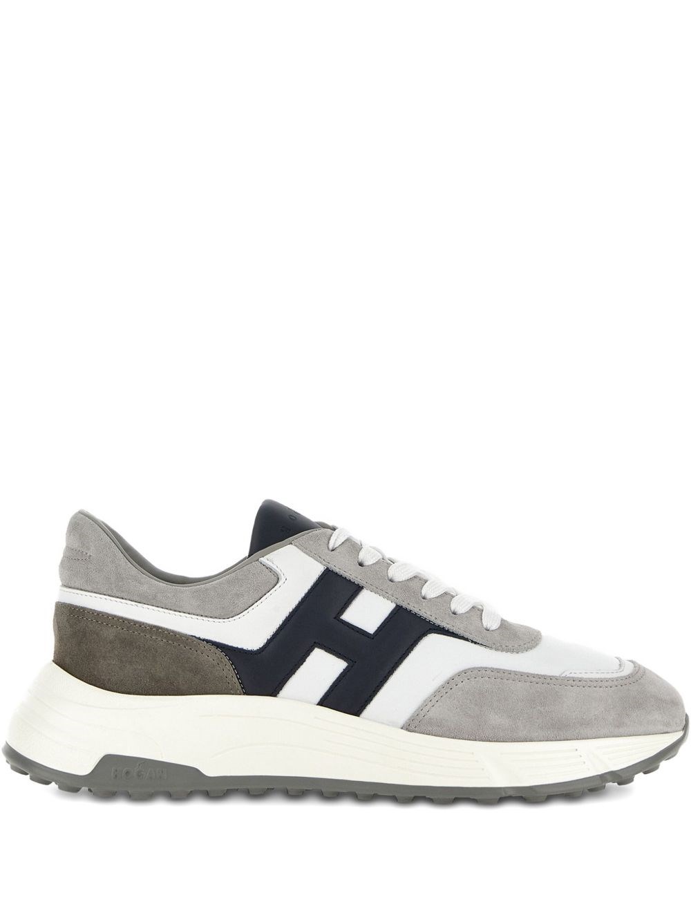 Hogan Round Toe Rubber Sole Panelled Design Sneakers In Gray