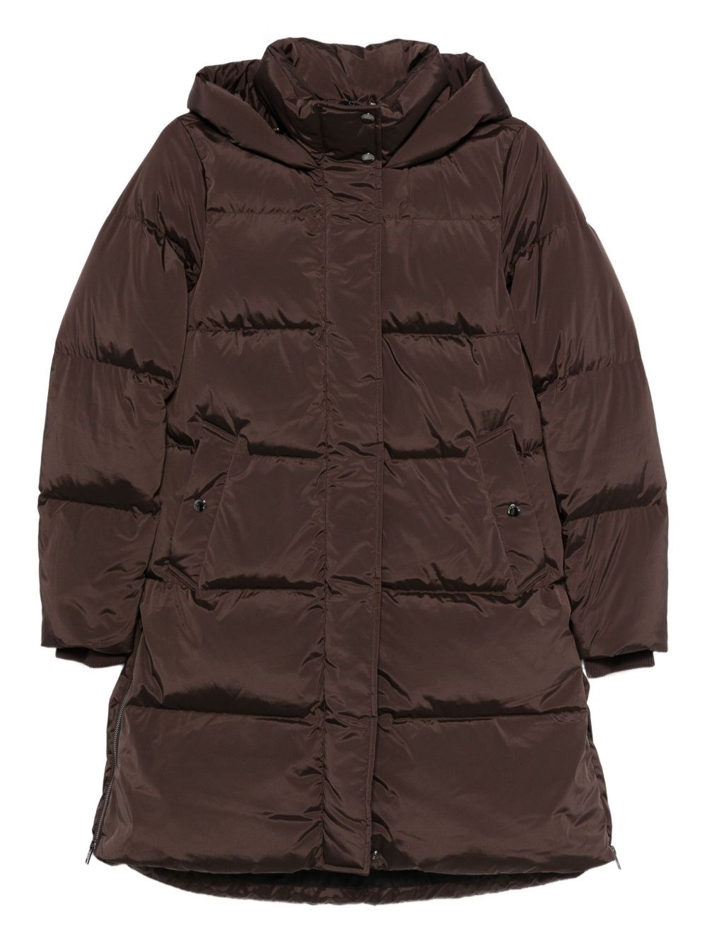 Woolrich Mid-thigh Length Quilted Jacket In Brown