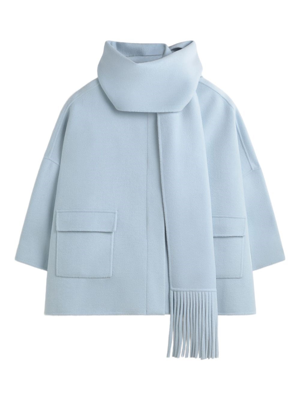 Ermanno Wool Scarfed Cape In Blue