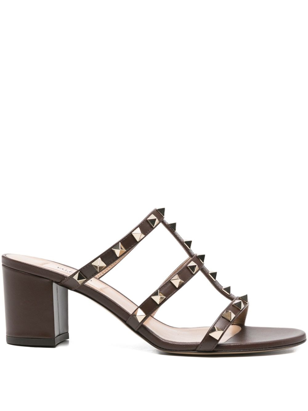 Valentino 60mm Rockstud-embellished Sandals In Brown