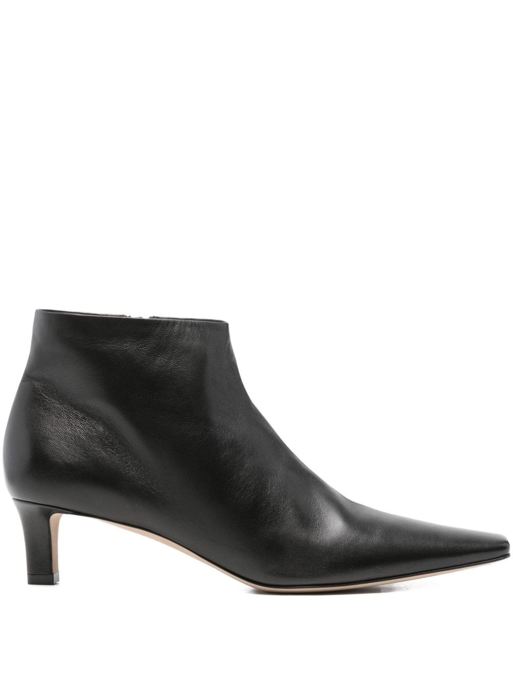 The Row Carla Leather Ankle Boots In Black