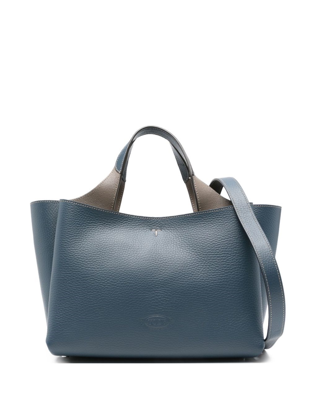 Tod's Mini Leather Shopping Bag In Blue