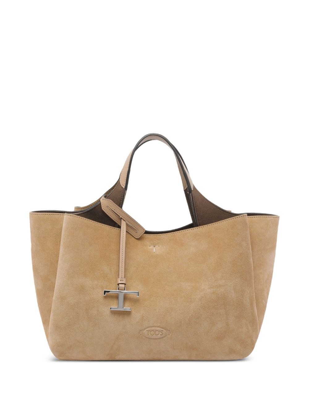 Tod's Beige Suede Leather Top Handle Bag In Nude