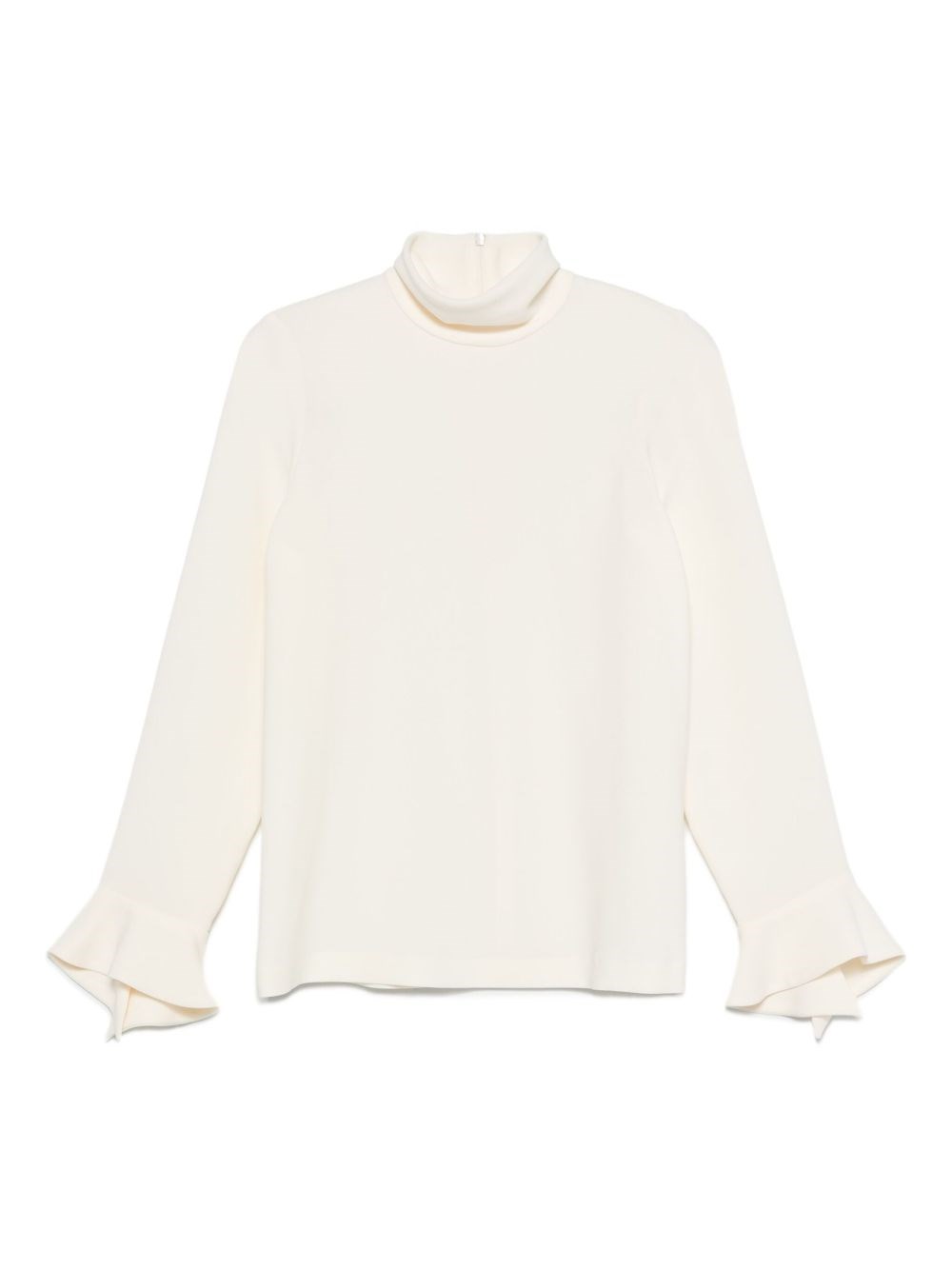 Alberto Biani Bell Sleeves High Neck Ruffled Cuffs In White
