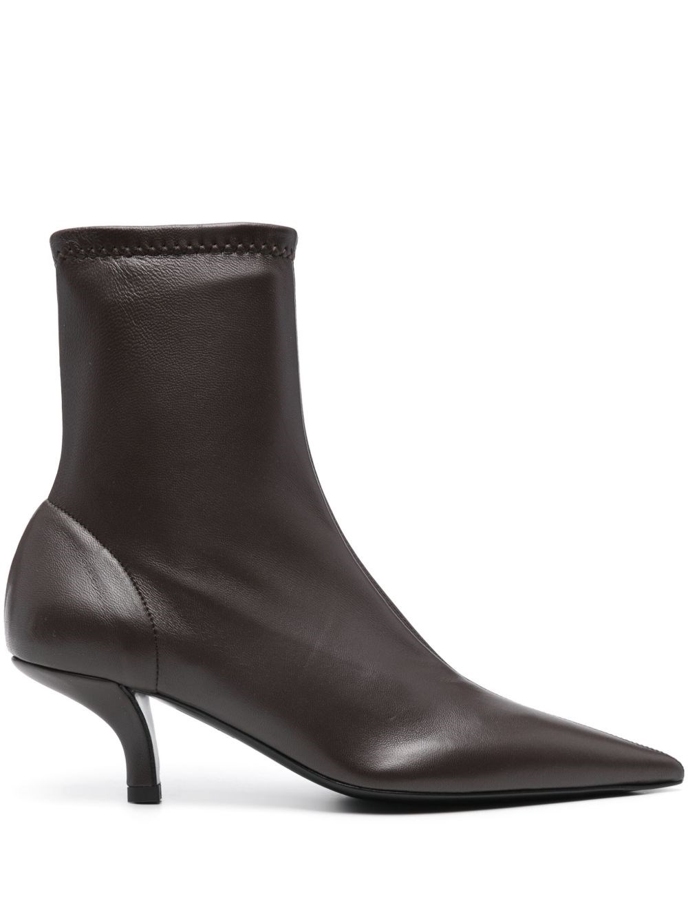 Totême Stiletto Ankle Boots In Calf Leather In Brown