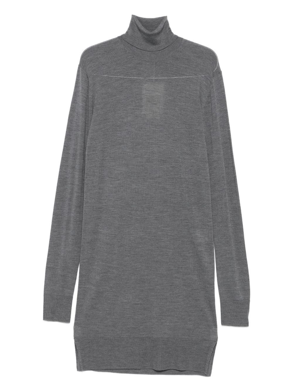 Totême Toteme Wool Turtle-neck Midi Dress In Gray