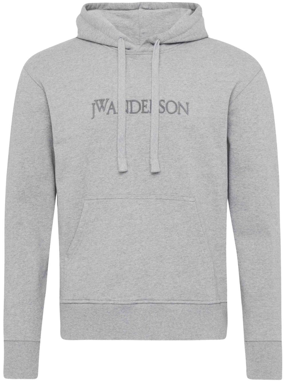 Jw Anderson Hooded Sweatshirt Drawstring Ribbed Cuffs Kangaroo Pocket In Gray