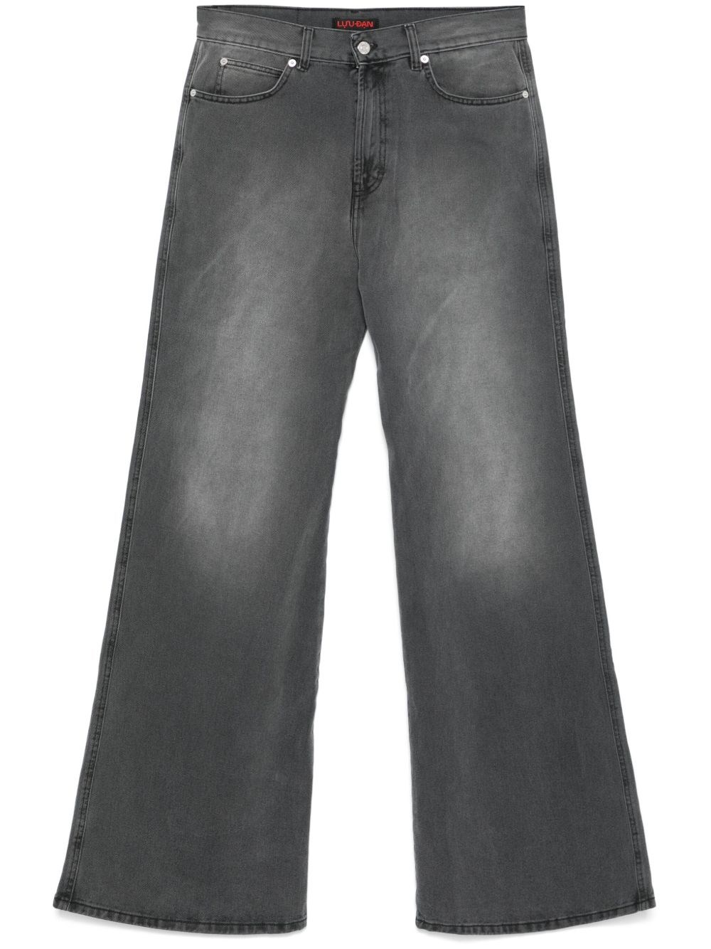 Lựu Dạn Luu Dan Wide-leg Denim Jeans With Concealed Fly And Whiskering Effect In Gray