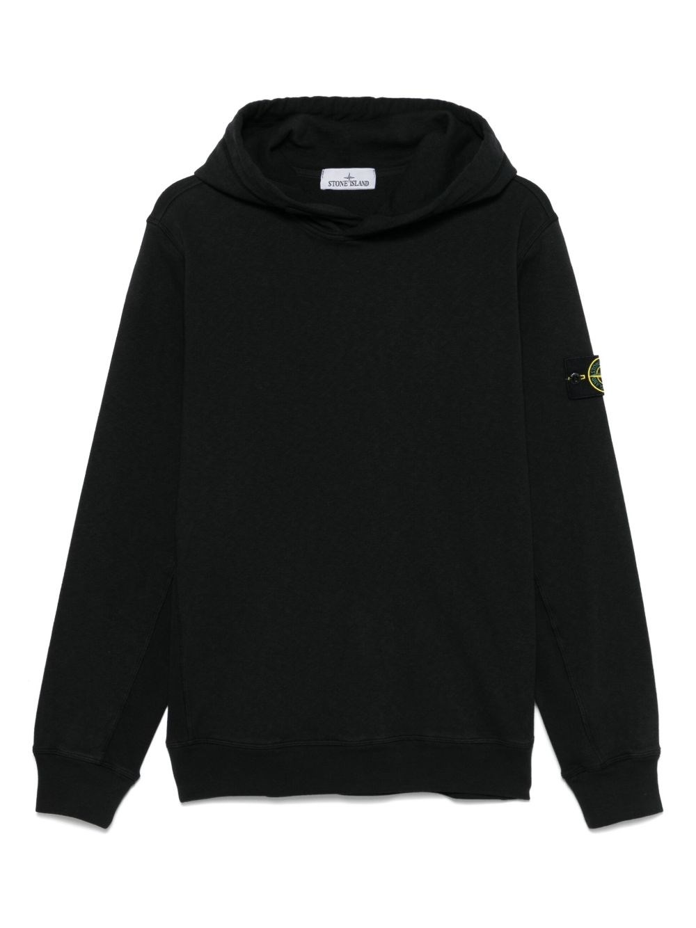 Stone Island Relaxed-fit Black Hoodie With Logo Patch Detail In Black