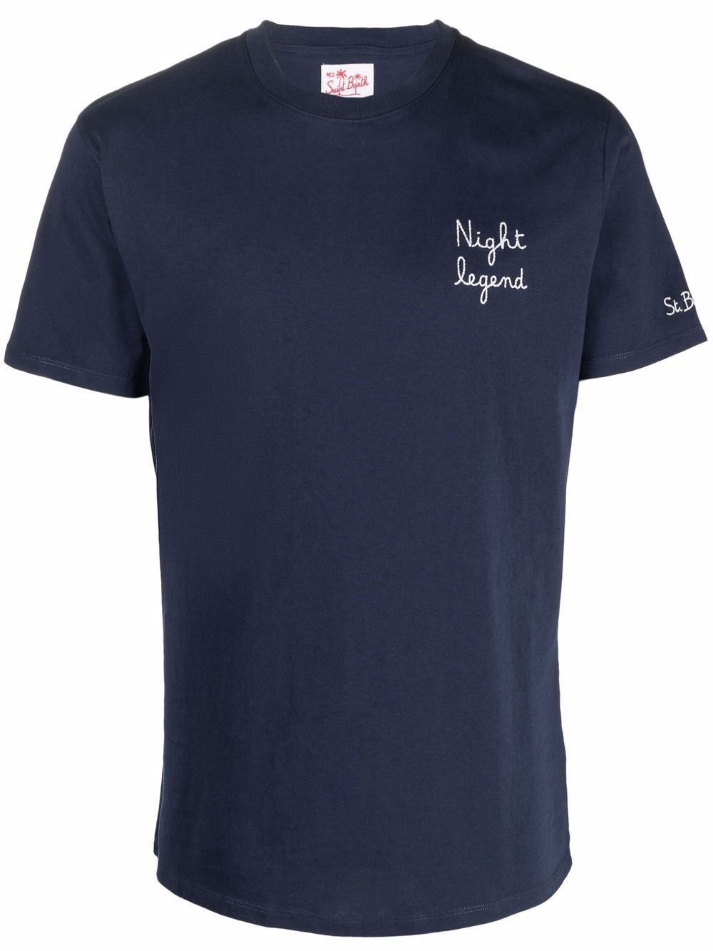Mc2 Saint Barth Crew Neck Embroidered Detail Short Sleeves In Blue