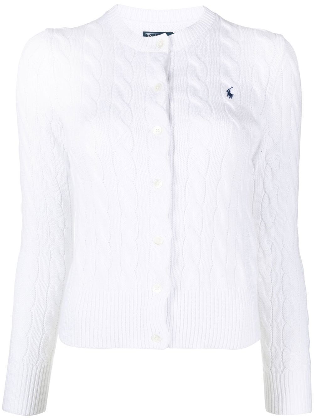 Polo Ralph Lauren Cable Knit Cardigan With Button-down Front In Blue