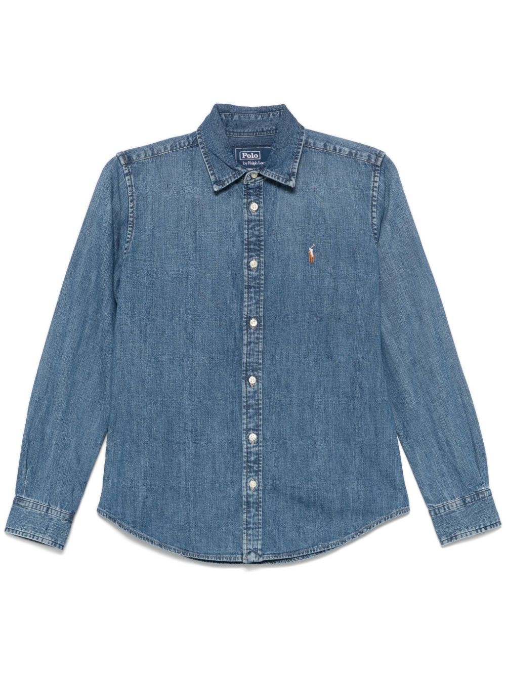 Polo Ralph Lauren Long Sleeve Button Front Shirt In Blue