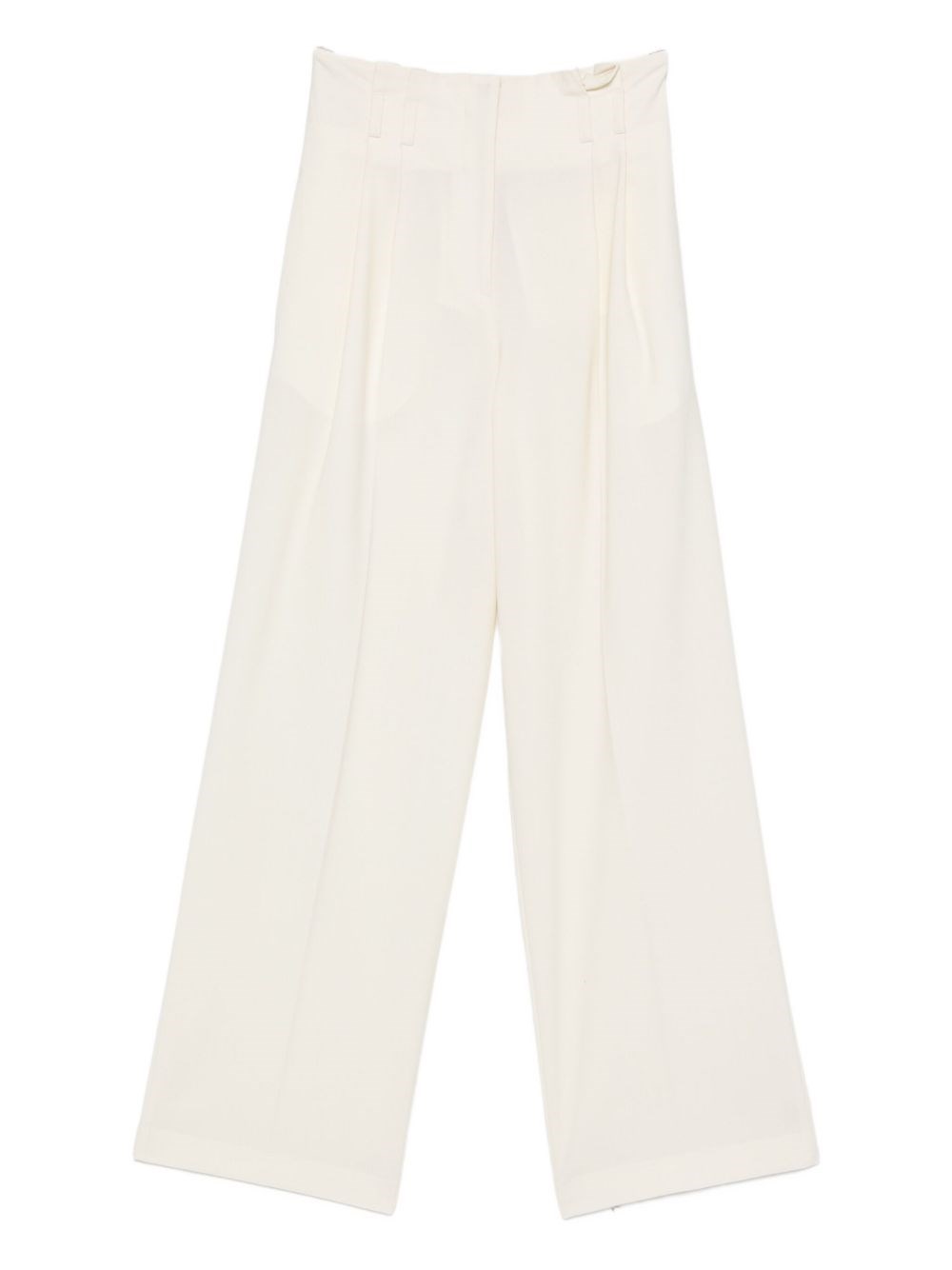 Semicouture High-waisted Wide-leg Wool Blend Trousers In Neutral