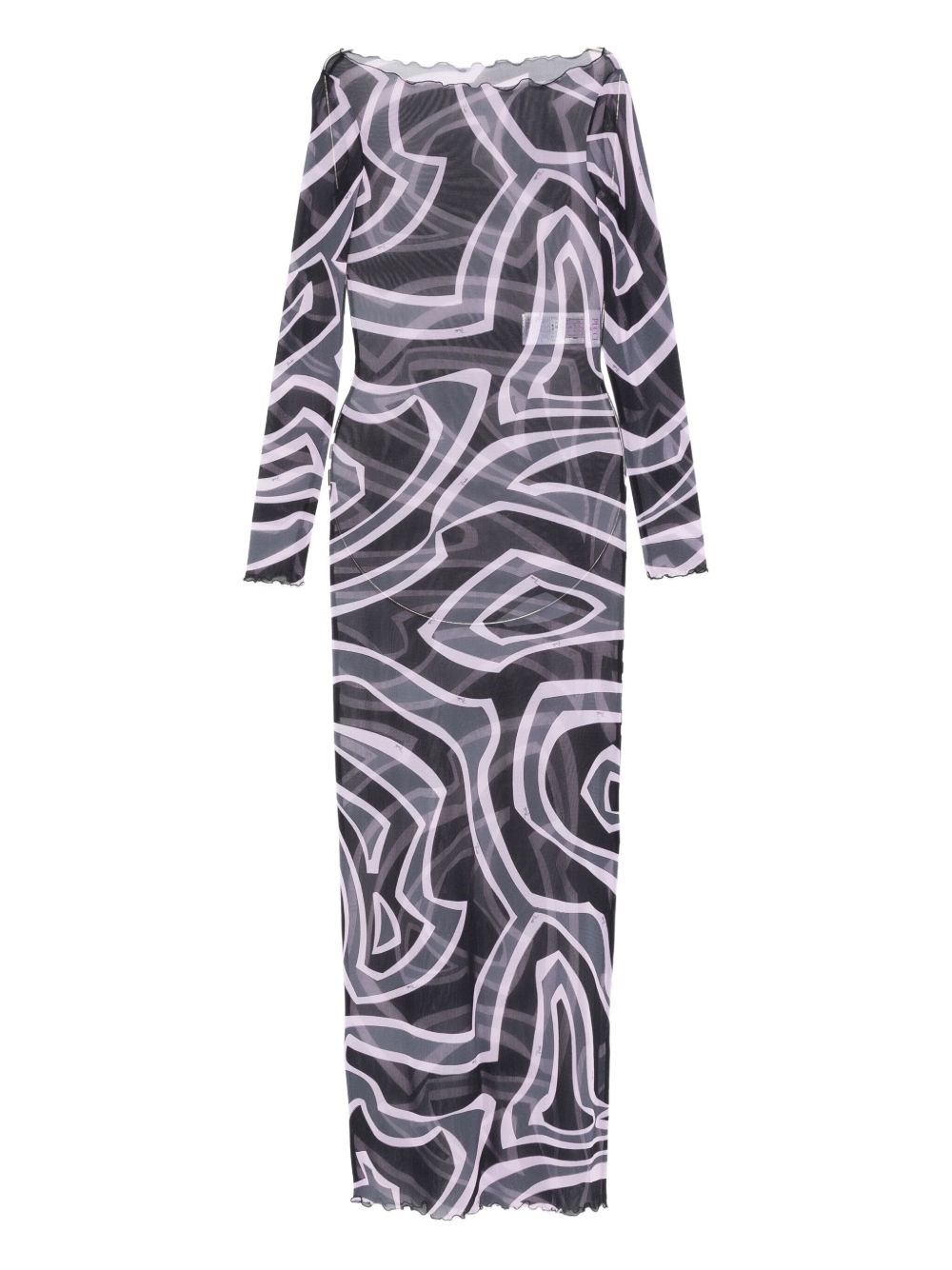 Pucci Maxi Dress With Abstract Pattern And Long Sleeves In Multi