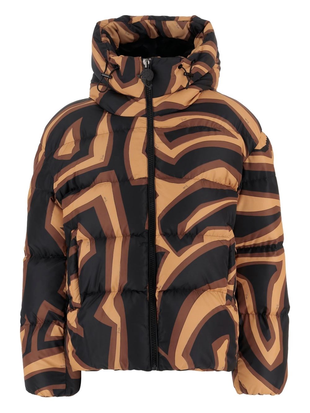 Pucci Hooded Down Jacket Featuring Bold Pattern In Multi
