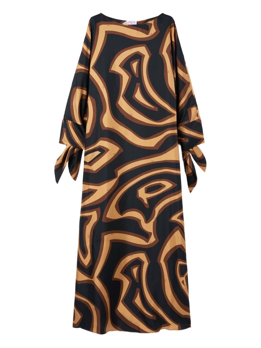 Pucci Printed Silk Kaftan In Brown