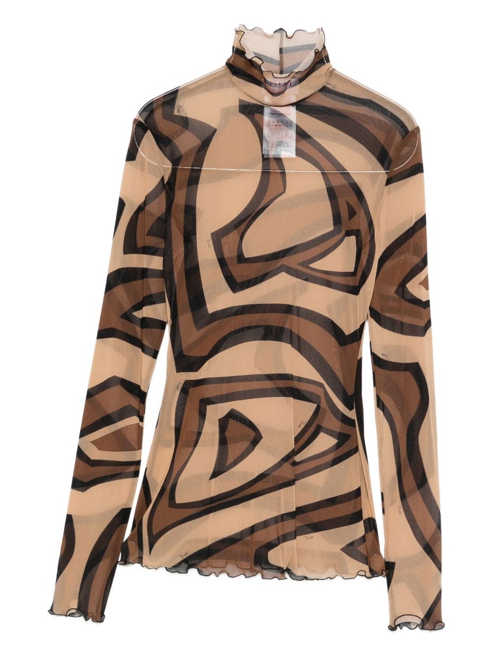 Pucci Labirinto-print Tulle Top In Gold
