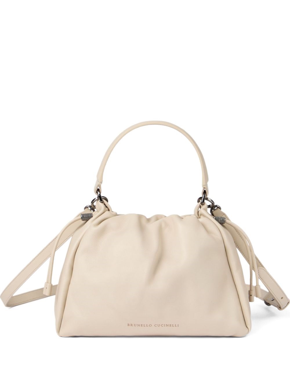 Brunello Cucinelli Women Bucket Mellow Small Leather Handbag In White