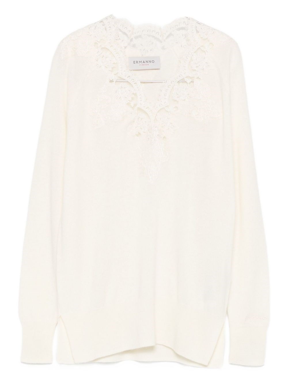 Ermanno Embroidered V-necked Sweater In Sand