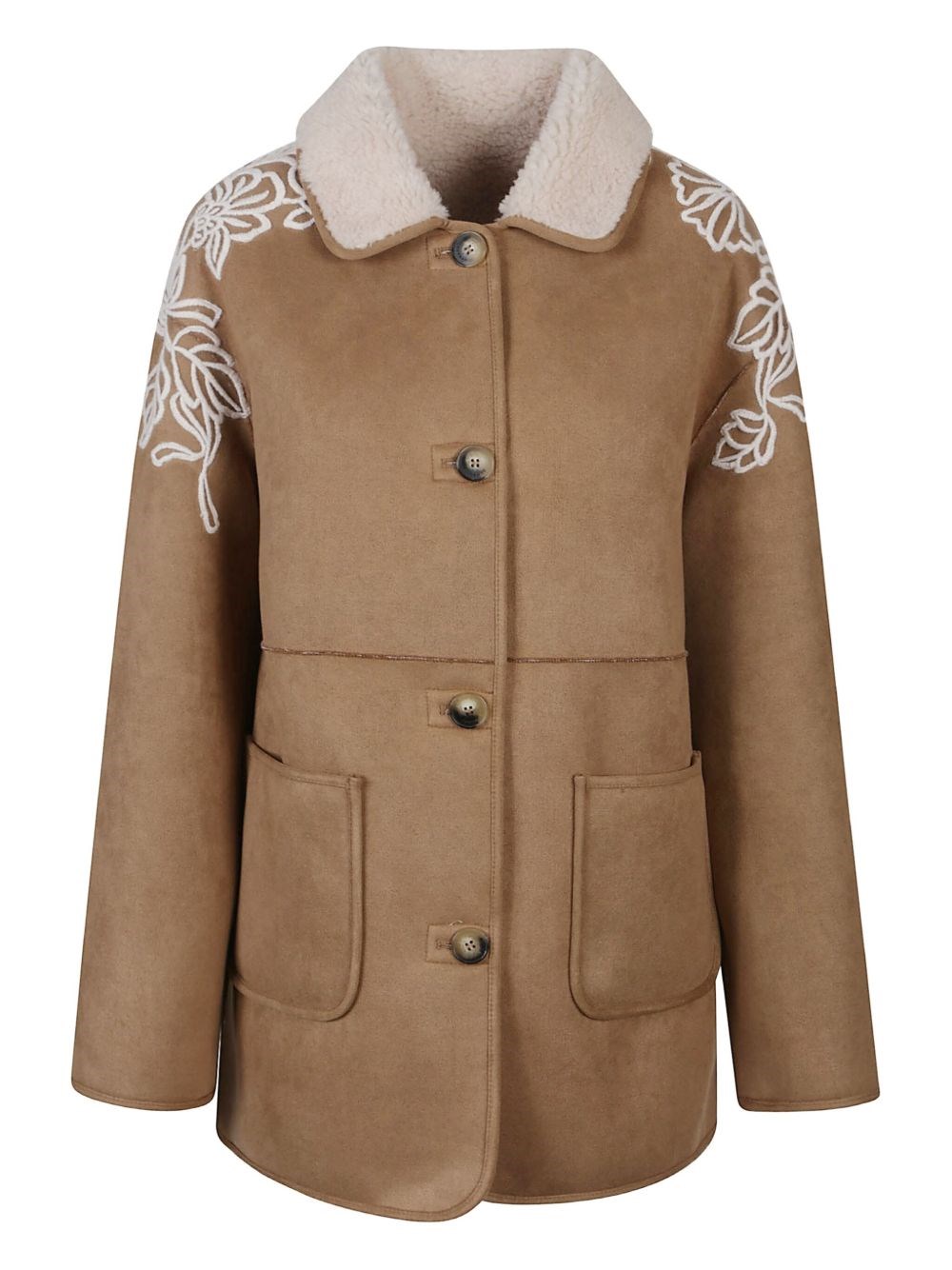 Ermanno Suede Leather Short Coat In Sand