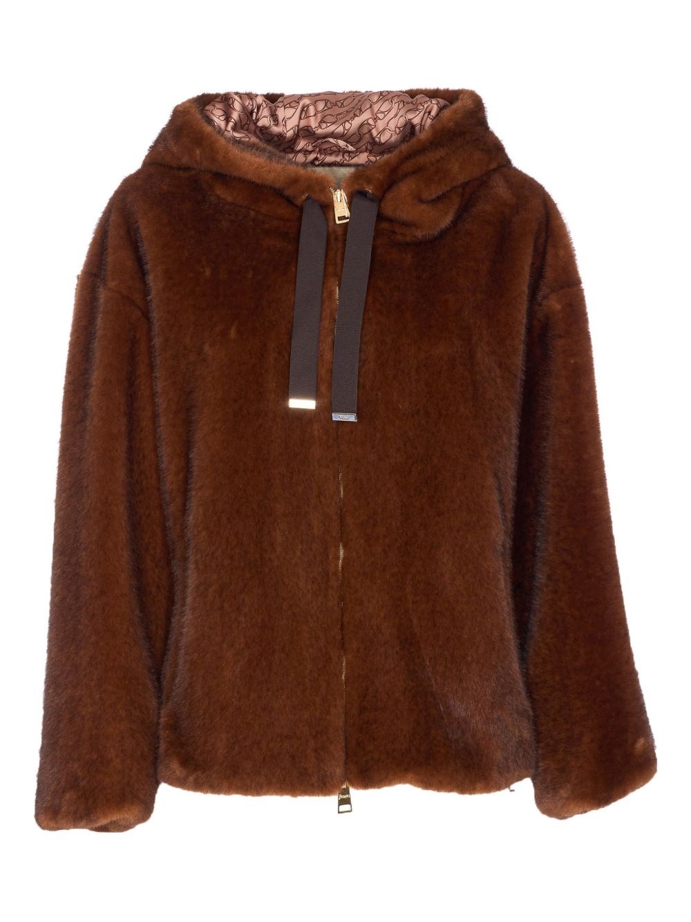 Herno Faux Fur Jacket In Brown