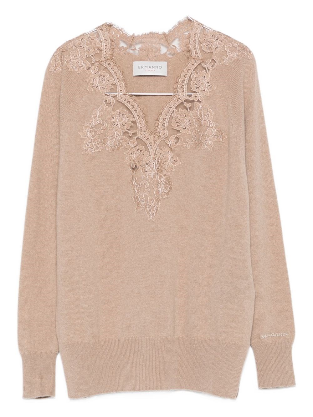 Ermanno Embroidered V-necked Sweater In Gray