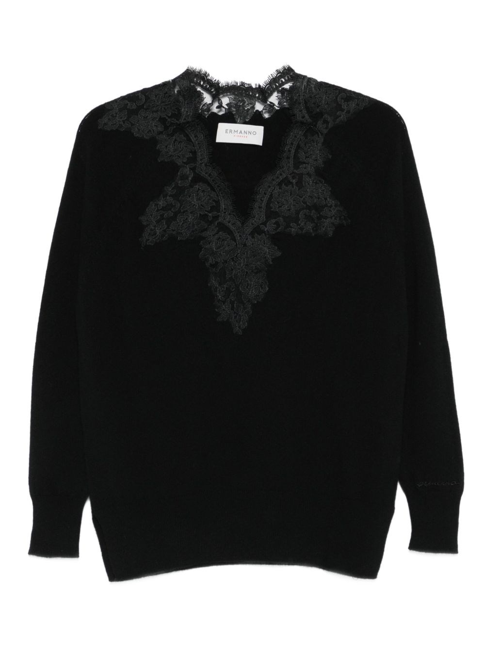 Ermanno Embroidered V-necked Sweater In Black