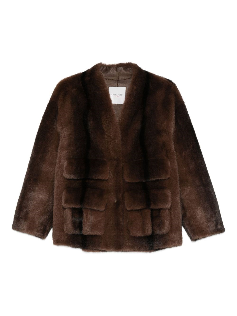 Ermanno Faux Fur Jacket In Brown