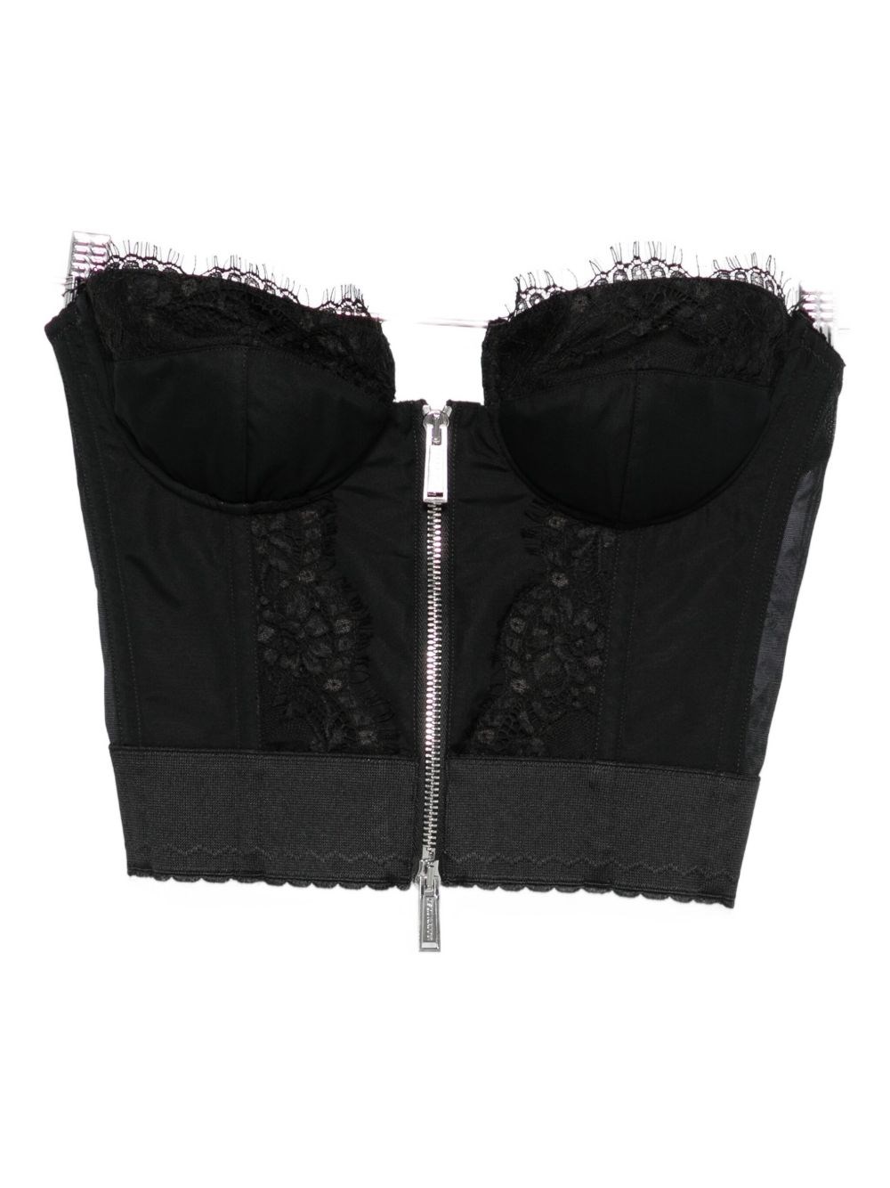 Dsquared2 Strapless Lace Cropped Corset Top In Black