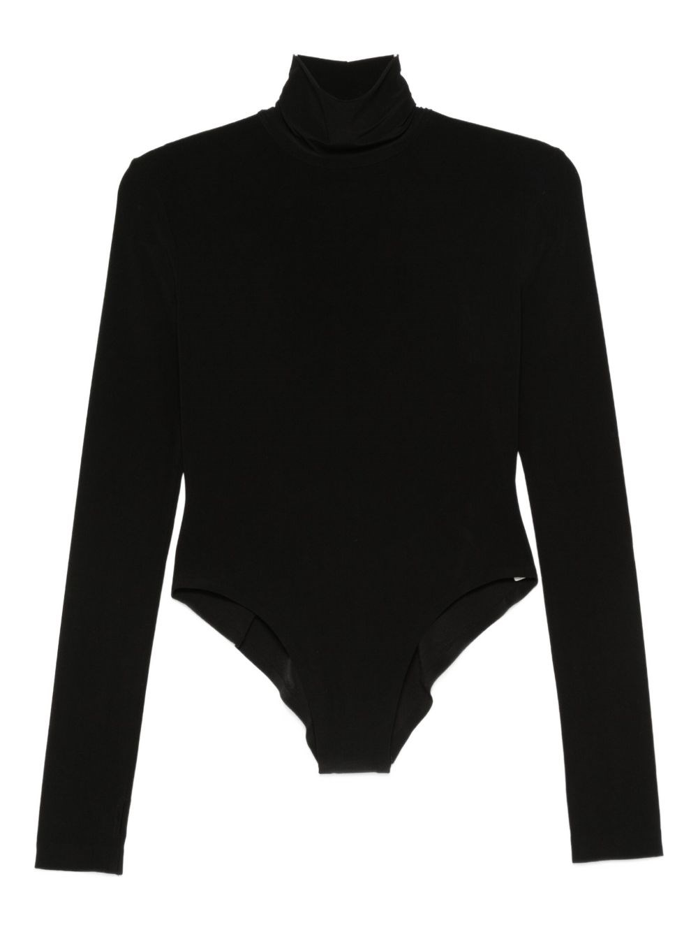 Norma Kamali Fitted Long-sleeve Top With High Neckline In Black