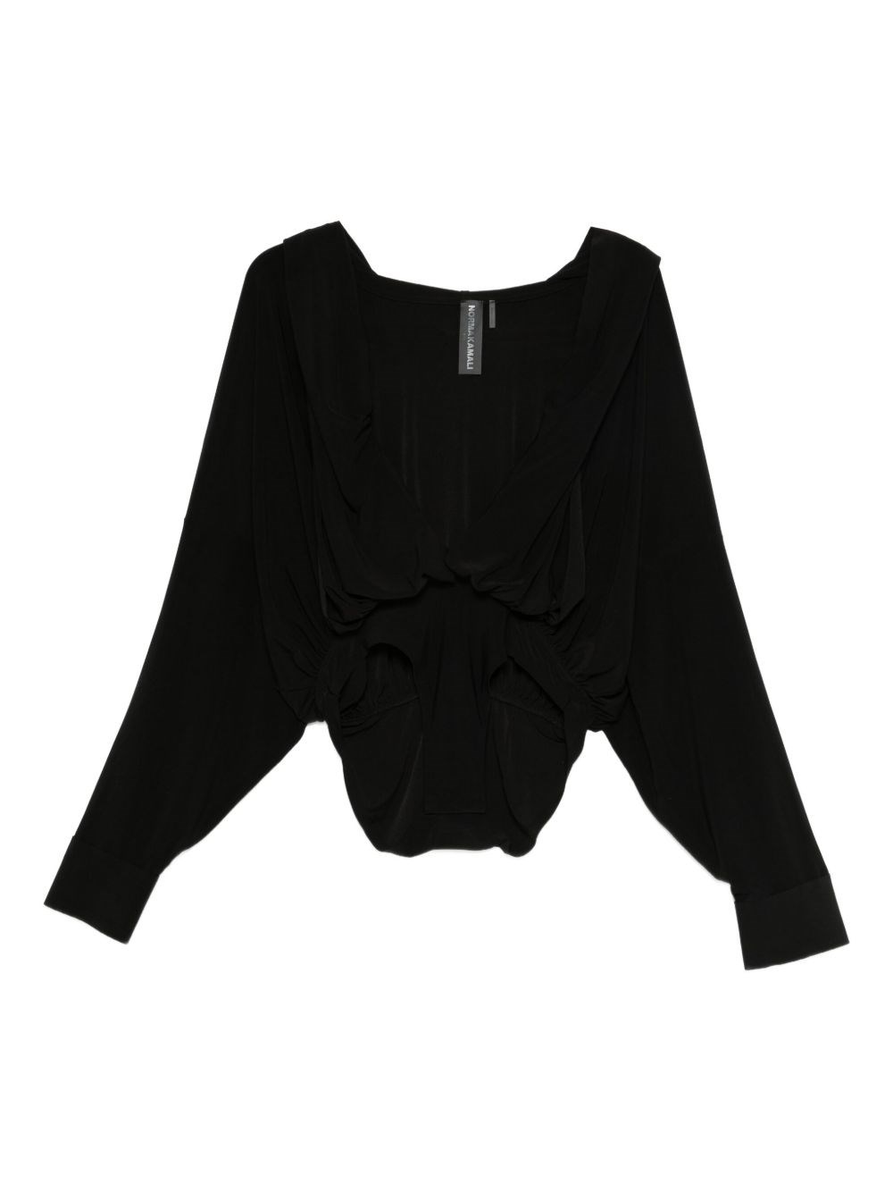 Norma Kamali Oversized Hooded Bodysuit In Black