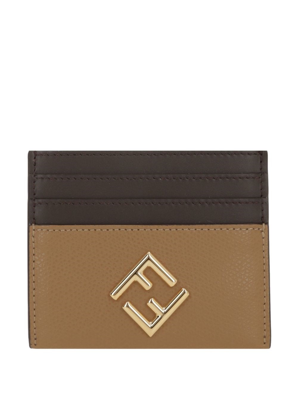 Fendi Women Ff Diamonds Leather Card Case In Brown