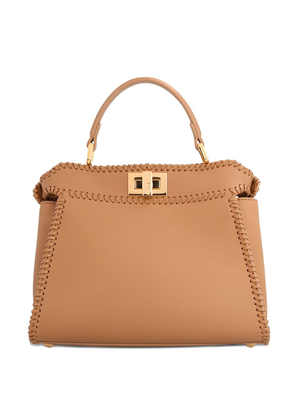 Fendi Women Peekaboo Mini Leather Handbag In Brown