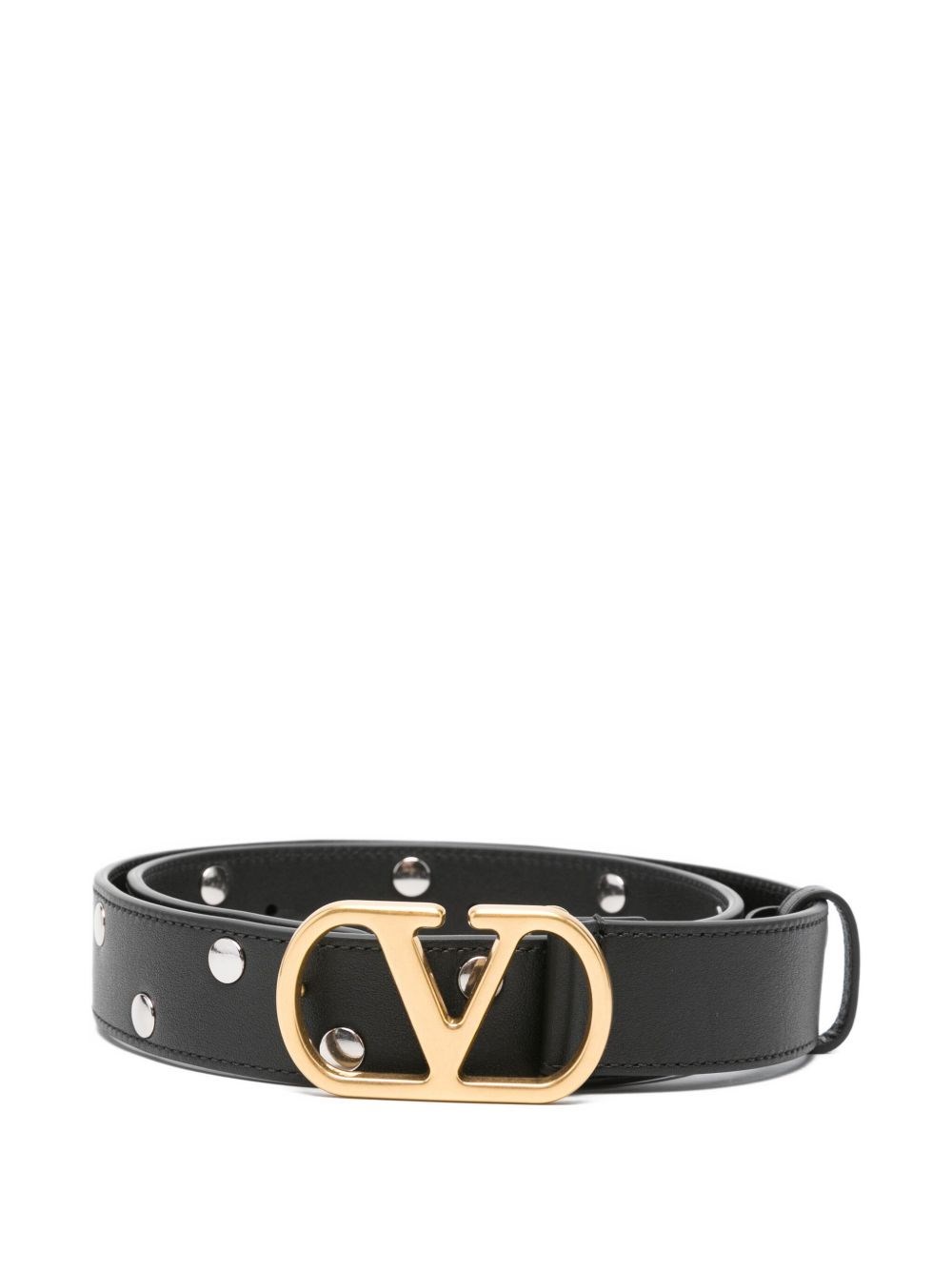 Valentino Garavani Vlogo Leather Belt In Black