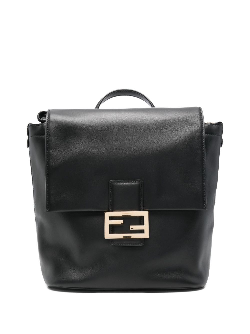 Fendi Black Calf Leather Bos Taurus Backpack In Black