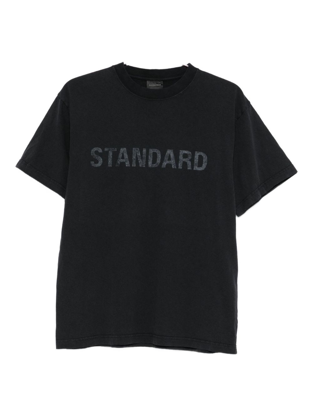 Balenciaga Black Crewneck T-shirt With Logo Print On The Front In Cotton Man In Black