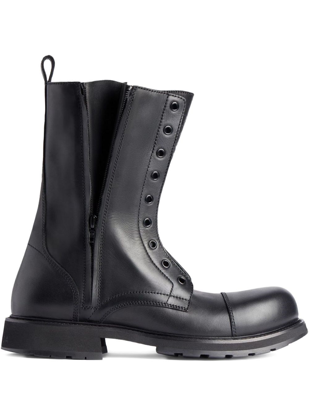 Balenciaga Rugged Leather Ankle Boots With Chunky Sole In Black