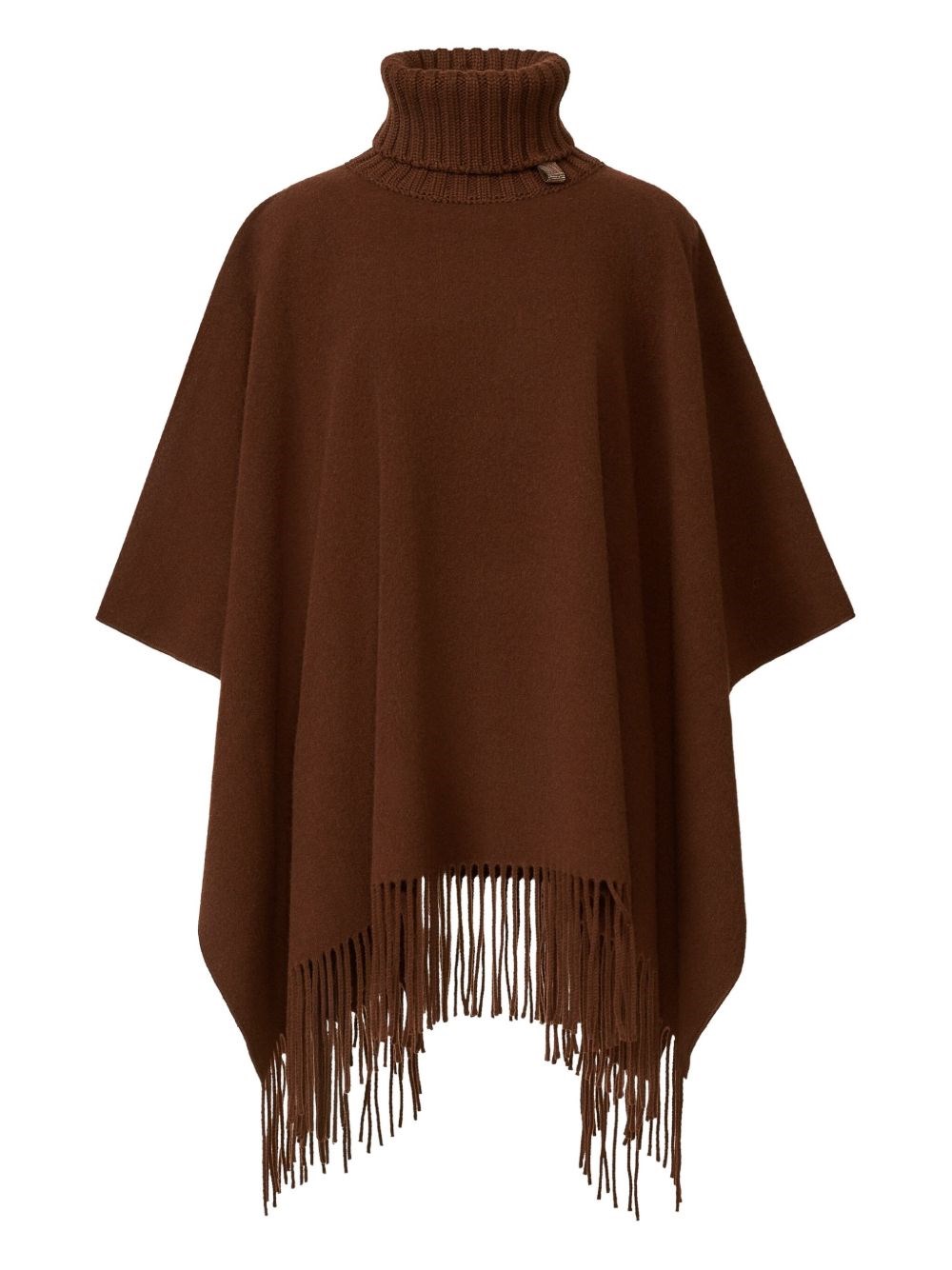 Fabiana Filippi Turtleneck Fringe Poncho In Brown