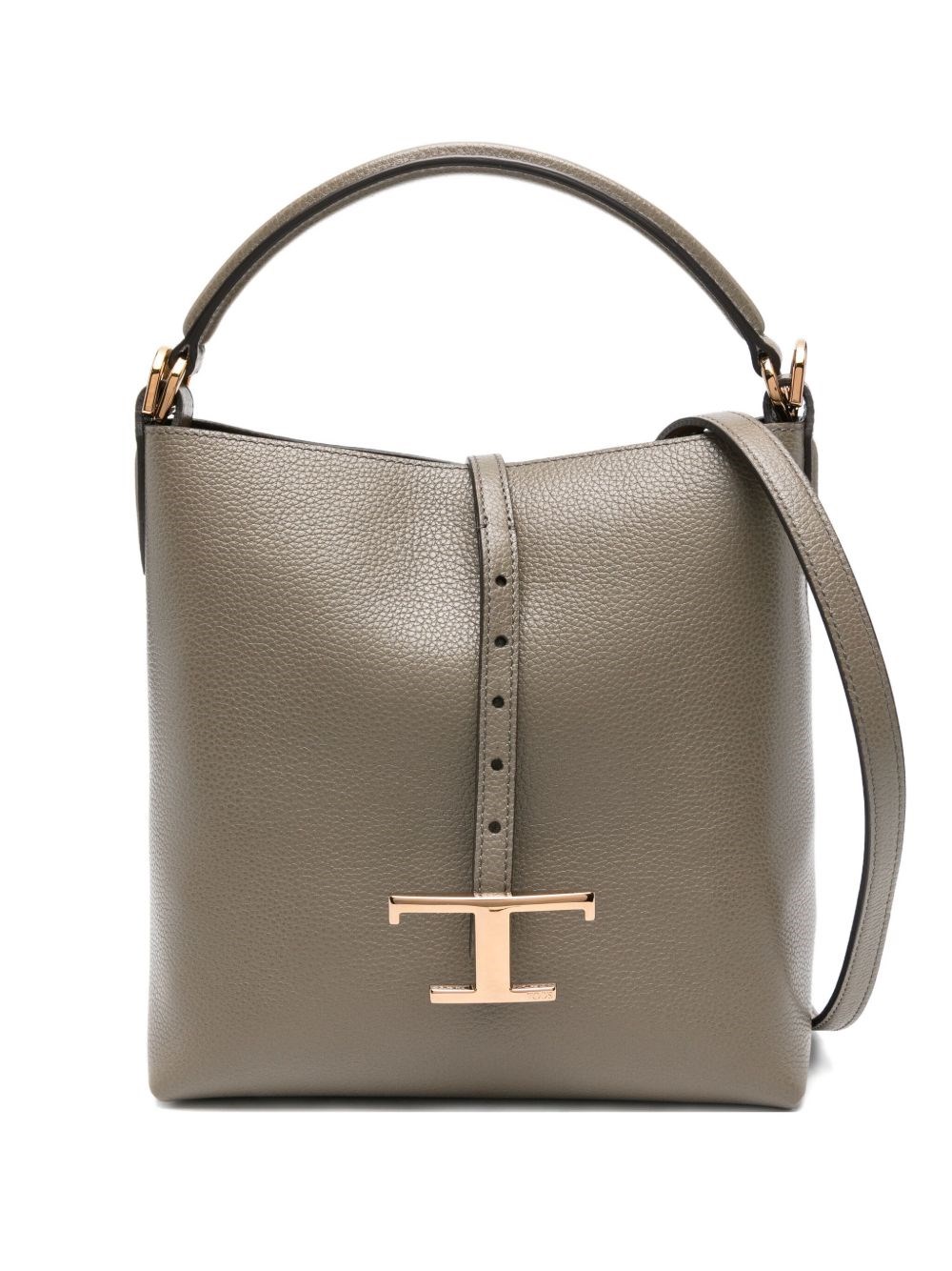 Tod's T-buckle Leather Shoulder Bag In Gray