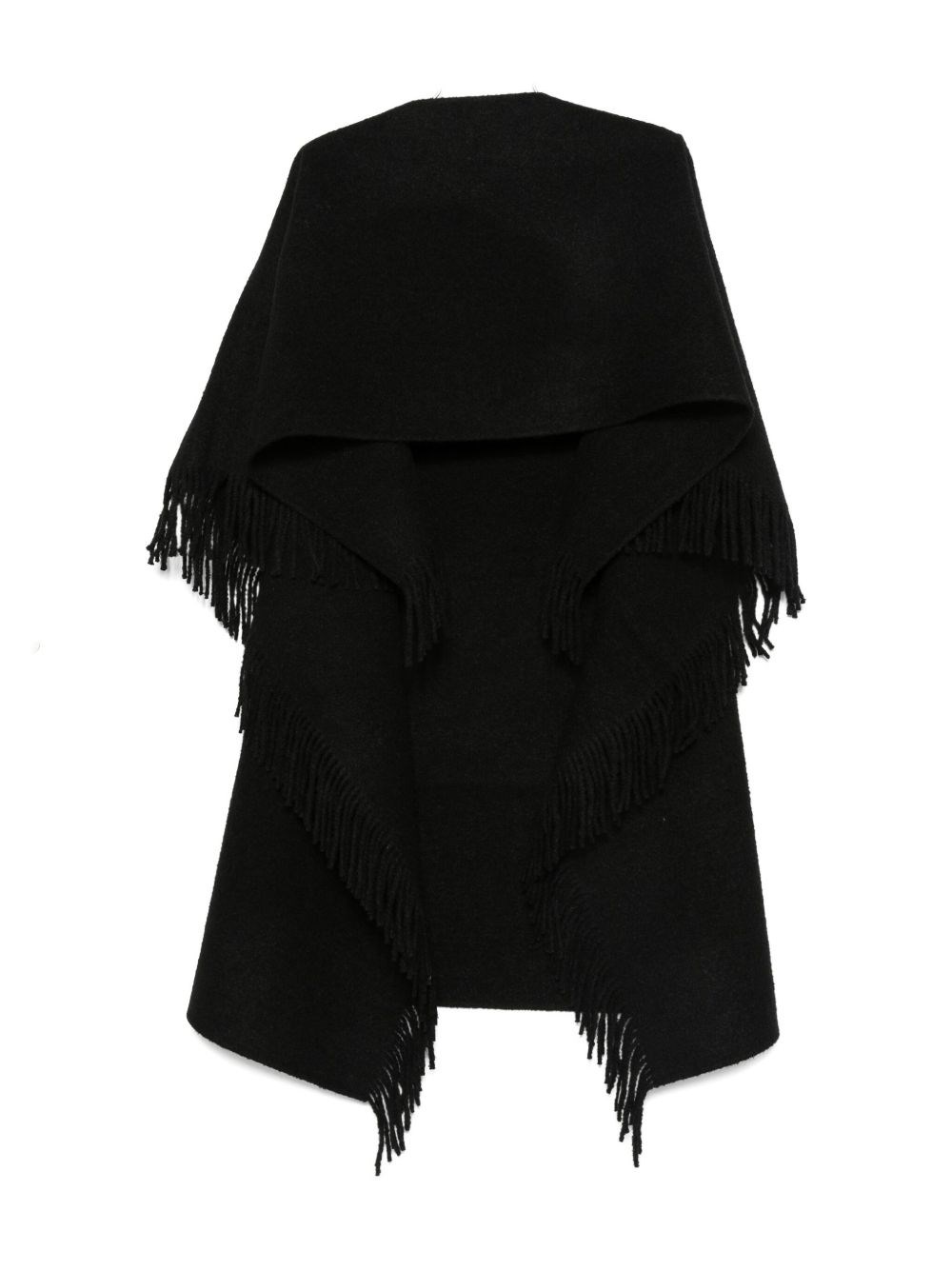 Totême Toteme Fringed Wool Poncho In Black