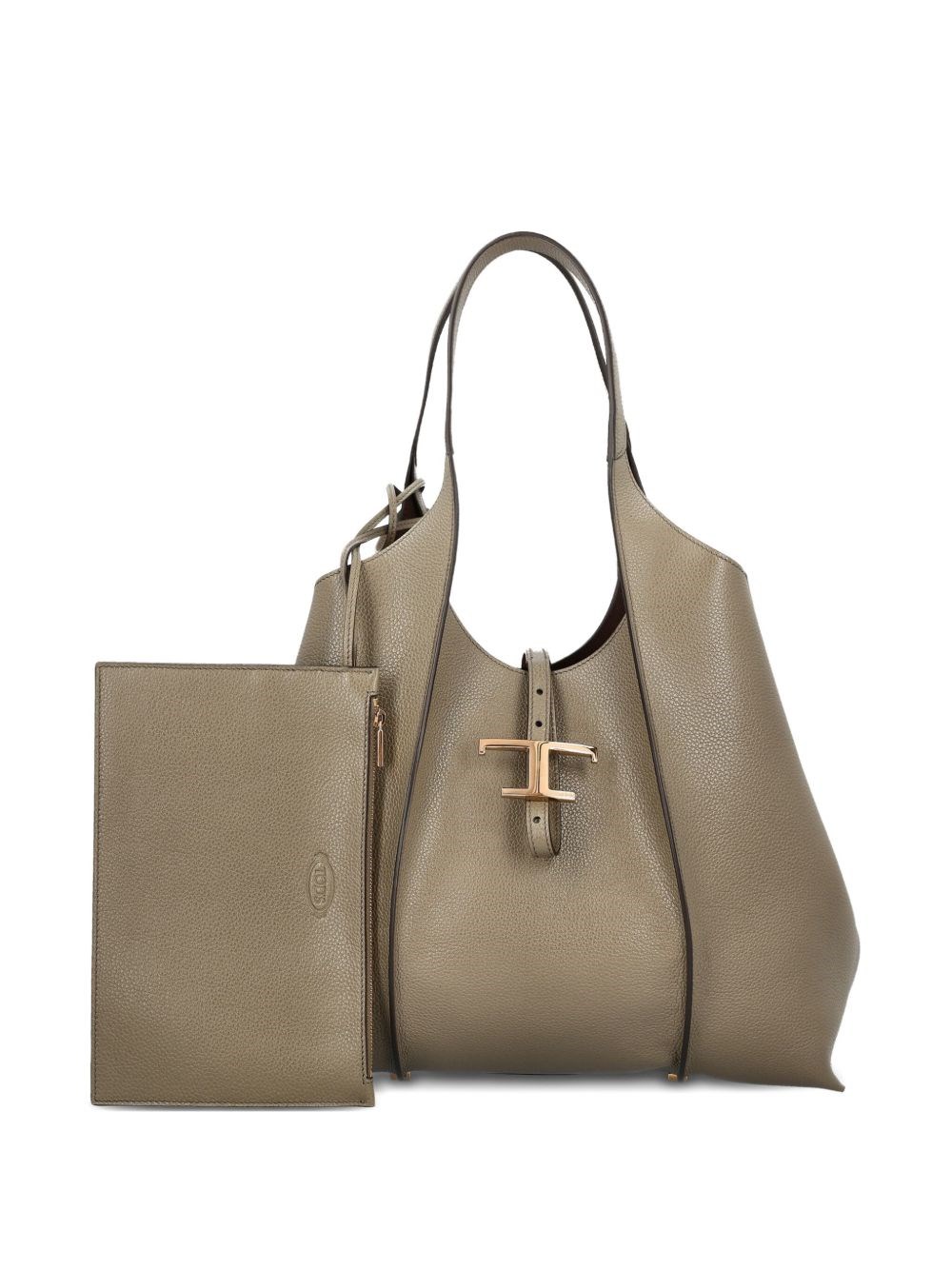 Tod's Medium Leather Tote Bag In Gray
